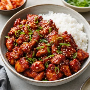 Frango com Gochujang Picante, Gergelim e Cebolinhos