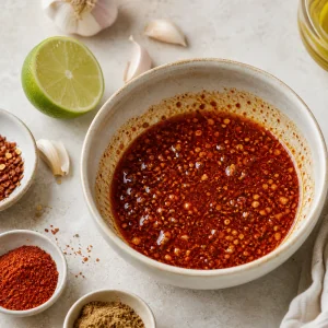 Spiced lime marinade mixed in a small bowl