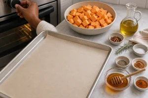 Oven preheated with a parchment-lined baking sheet ready