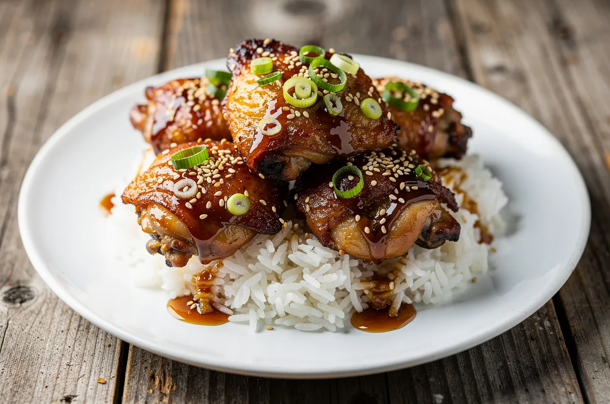 Sticky Honey Garlic Chicken Thighs with Ginger and Lime