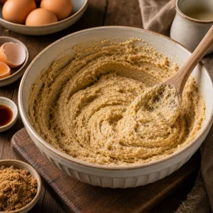 Burro e zucchero di canna montati in una ciotola