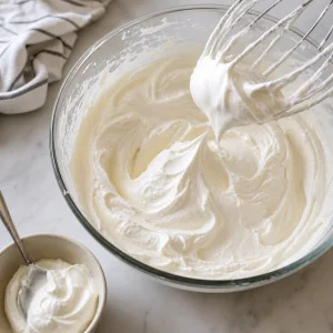 Vanilla whipped cream beaten to soft peaks with sour cream