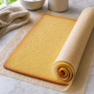 Folha de bolacha morna enrolada levemente com papel