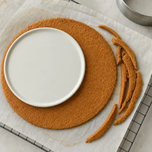 Baked graham round trimmed with a circular guide