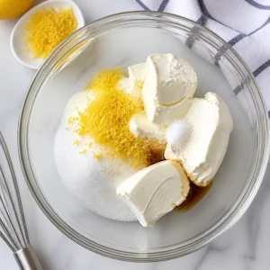 Cream cheese and lemon sugar ready to be beaten