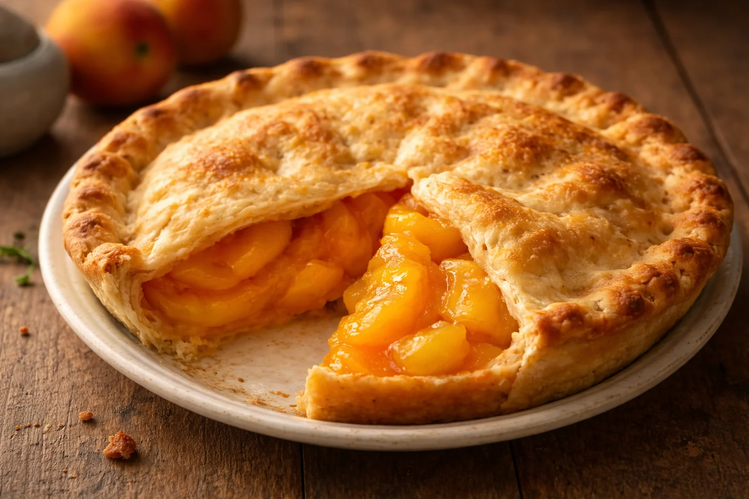 Sweet Peach Fruit Pie with Flaky Crust
