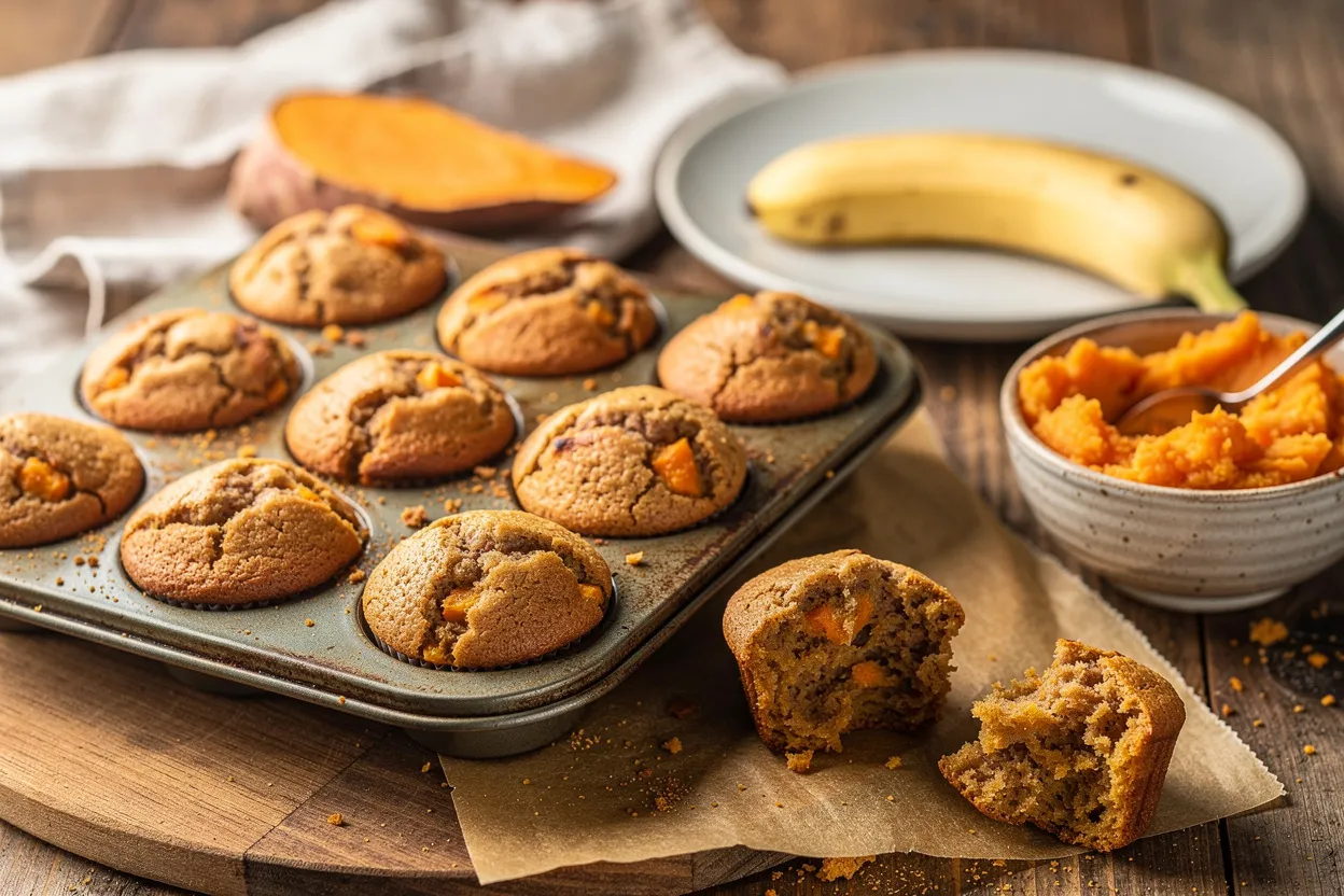 Sweet Potato Banana Mini Muffins for Toddlers and Kids
