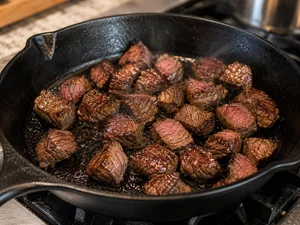 Hearty Steak and Egg Hash with Bourbon-Glazed Onions