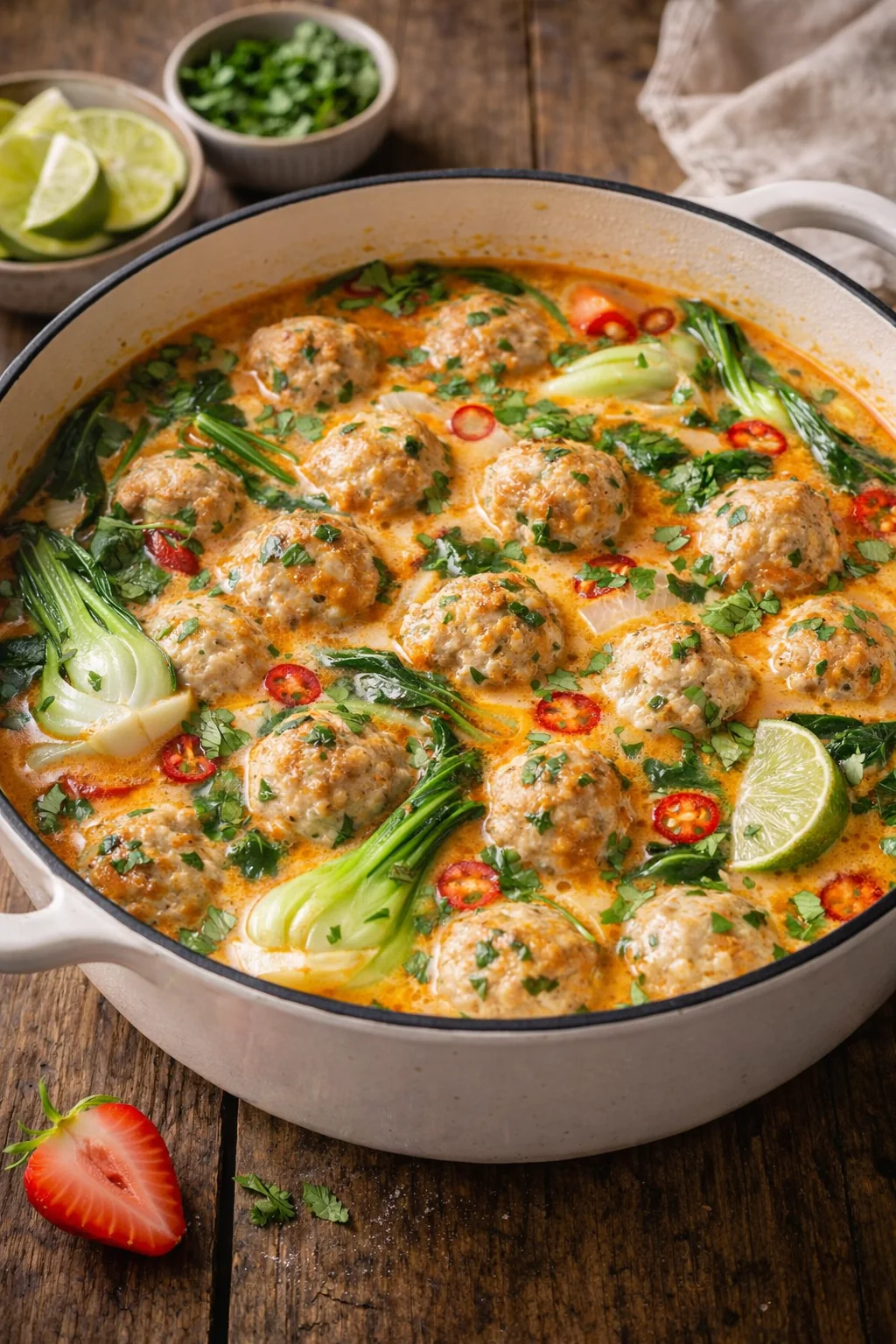 Thai Chicken Meatball Soup with Zesty Coconut Broth