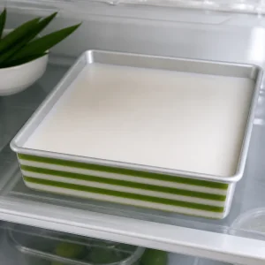 Gelée en couches pandan coco refroidie et ferme dans le moule.