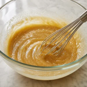 Glänzende Butter-Zucker-Mischung in einer Glasschüssel