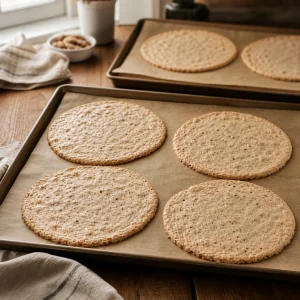 Flattened cookie dough rounds with fork marks