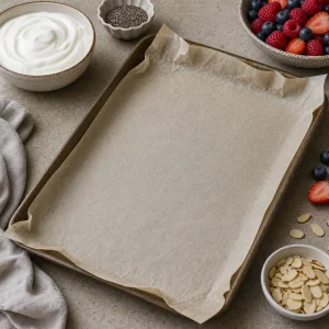 Parchment-lined baking sheet for peanut butter cookies