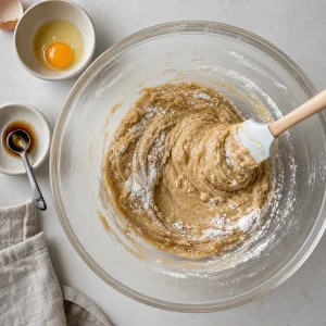 Massa brilhante de cookies com farinha parcialmente incorporada