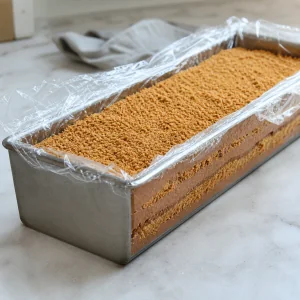Semifreddo al cioccolato e croccante graham a strati nello stampo