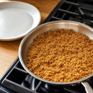 Briciole dorate di cracker graham tostate in padella