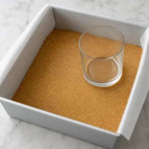Impasto pressato uniformemente nella teglia