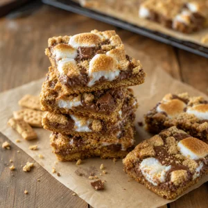 Geröstete S’mores-Cookie-Schnitten mit Schokolade und Marshmallows