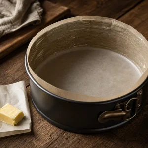 Stampo a cerniera rivestito di carta forno e imburrato