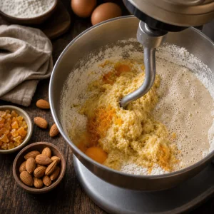 Massa da Colomba misturada com raspa de laranja