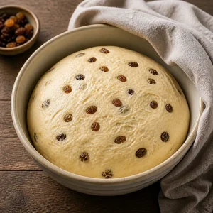 Massa da Colomba crescida numa taca coberta