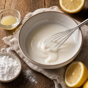 Glace branco de amendoa batido numa taca