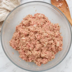 Swedish meatball mixture gently mixed until just combined