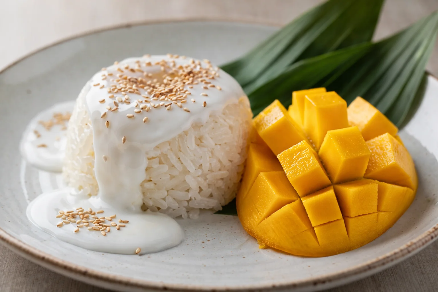 Traditional Thai Mango Sticky Rice with Coconut Cream