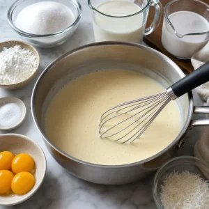 Zutaten für die Creme glatt in einem Topf verrührt
