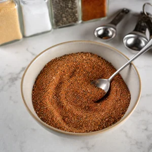 Brown sugar and barbecue spices whisked into a dry rub