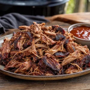 Ultimate low and slow smoked pulled pork shoulder with dark bark and tender shredded meat
