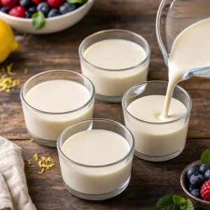 Masa na panna cottę wlewana do małych szklanek deserowych