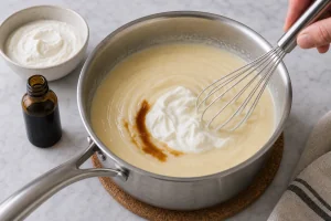 Sour cream and vanilla whisked into the creamy base