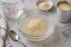 Unflavored gelatin blooming in cold water