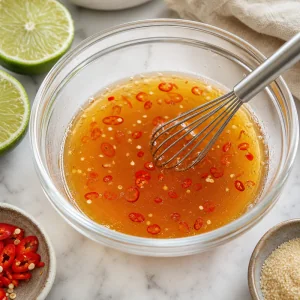 Amber nước chấm dipping sauce with sliced red chile