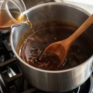 Salsa de pescado mezclada con caramelo oscuro