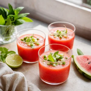 Wassermelonen-Gazpacho mit Gurke und Minze